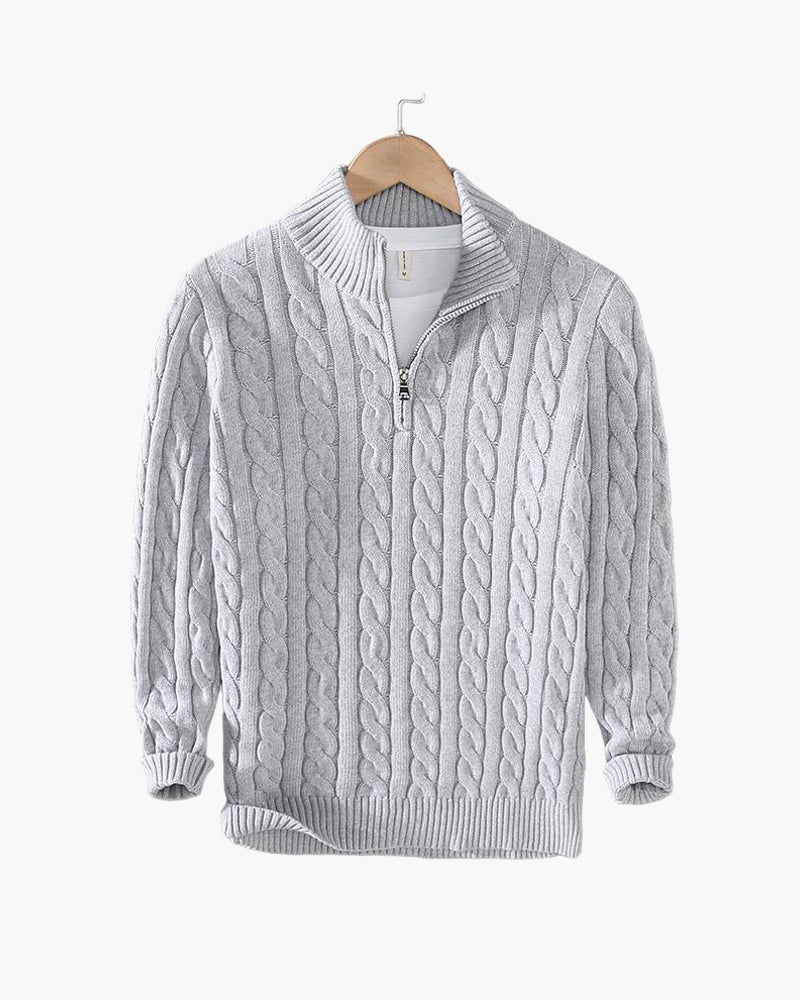 Axel - Pull Homme Demi-Zip en Maille Torsadée