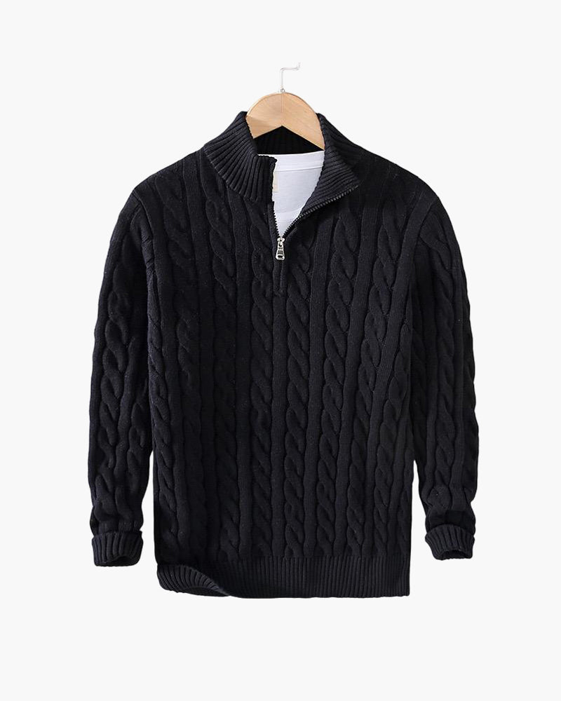 Axel - Pull Homme Demi-Zip en Maille Torsadée