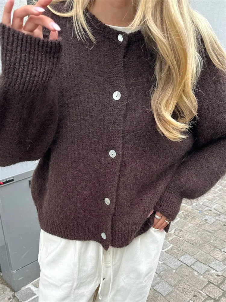 Amadea | Cardigan Fuzzy en Maille avec Boutons pour Femme